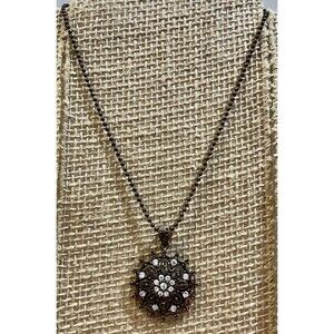 Copper Bronze Tone Victorian Revival Regency Necklace Pendant Filigree Ornate